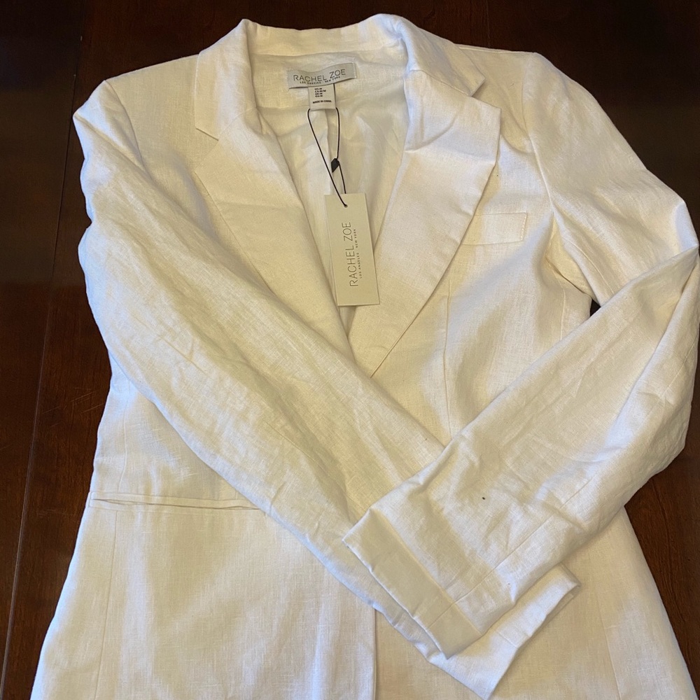 Rachel Zoe white linen lined blazer sz M NWT
